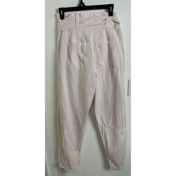 A.L.C. Coburn Tapered Paperbag High Waist Pants Linen Blend Morganite Pink 4 - Picture 7 of 16
